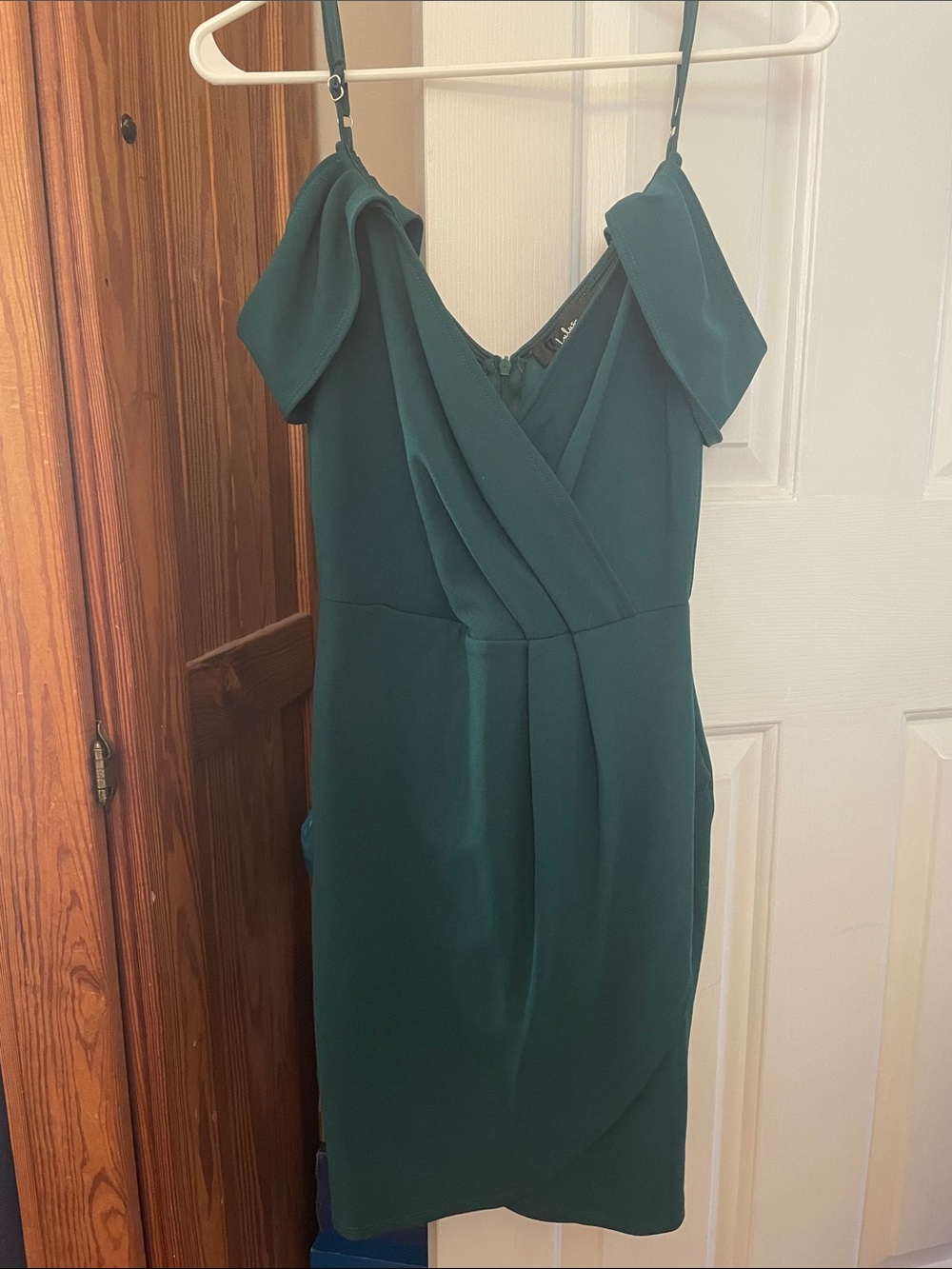 Lulu’s Elegant Forest Green Off-Shoulder Party Dress